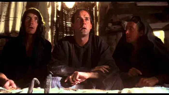 Still from the scene "What have the Romans ever done for us" from Monty Python's Life of Brian