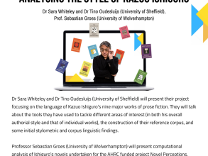 Poster for the event 'Analysing the Style of Kazuo Ishiguro'
